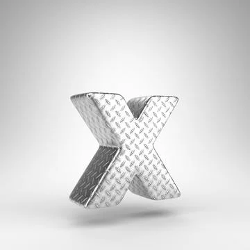 Letter X lowercase on white background. Aluminium 3D letter with checkered pl 스톡 일러스트