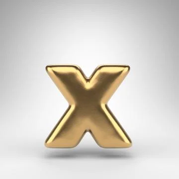 Letter X lowercase on white background. Golden 3D rendered font with gloss me Stock Illustration