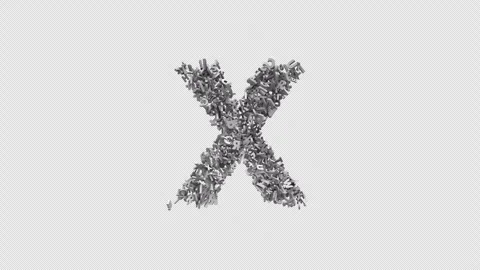 Letter X Made of Letters with Alpha Channel. 3D Font. Alphabet Letter Animation Stock Footage 304993431