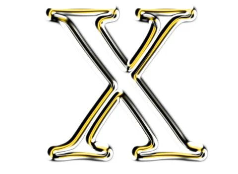 Letter x from metal solid alphabet. Stock Illustration