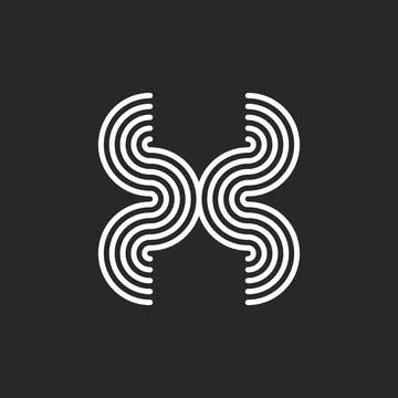 Letter X monogram logo rounded shape, parallel lines creative curves shape .. 스톡 일러스트