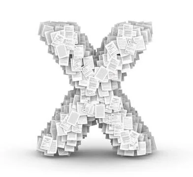 Letter X, page documents font Stock Illustration