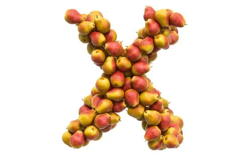 Letter X from pears, 3D rendering Stock Illustration