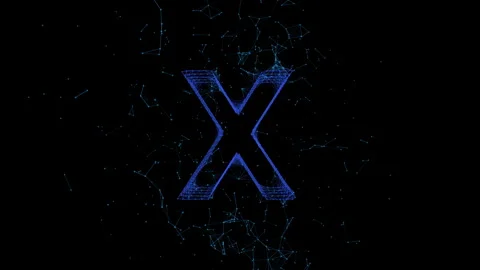 Letter X Plexus Line And Dots Connection on Dark Background Stock Footage 346115838