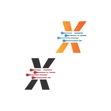 Letter X  simple  tech logo with circuit lines style icon Stock Illustration