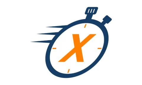 Letter X Stopwatch Logo 스톡 일러스트
