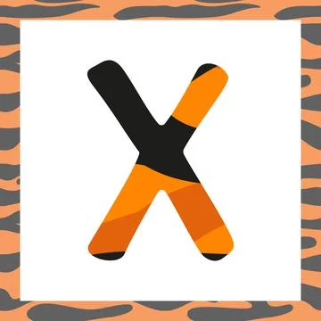 Letter X with tiger pattern Stock Illustration