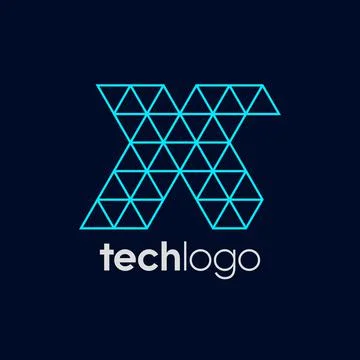 Letter X Triangle Polygon Tech Logo Stock Illustration