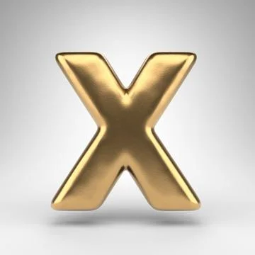 Letter X uppercase on white background. Golden 3D rendered font with gloss me Stock Illustration