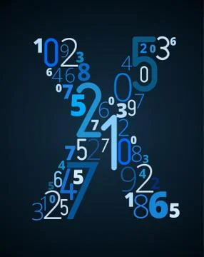 Letter X, vector font from numbers Stock Illustration