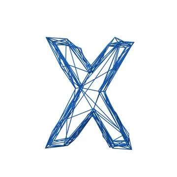 Letter X wire frame low poly alphabet. 3D rendering 스톡 일러스트
