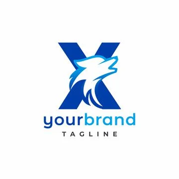 Letter X Wolf Logo Design Vector , Initial Gaming Logo Stock Illustration