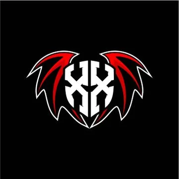 Letter X X initial vector logo template with a minimalist dragon wing style Stock Illustration