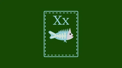 Letter x for x ray 2d cartoon style card Stock Footage 285993193