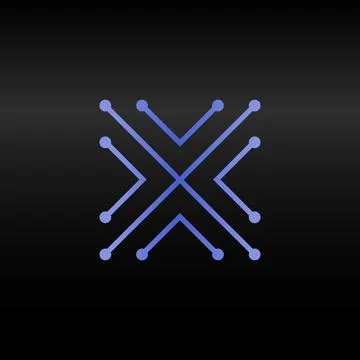 Letter X.Vector technology font. Digital alphabet element. Isolated. Microchip Stock Illustration