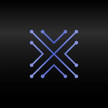 Letter X.Vector technology font. Digital alphabet element. Isolated. Microchip Illustrazione stock