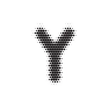 Letter Y black halftone pattern font Stock Illustration