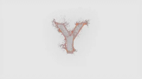 Letter Y in blue fire with alpha channel, alphabet with particles 스톡 동영상 263232414