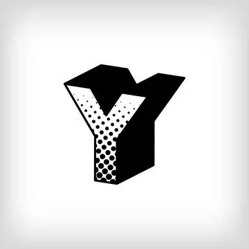 Letter Y with creative shadow, pop art dot design alphabet sign. Stock Illustration