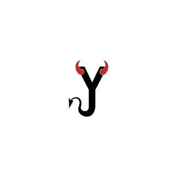 Letter Y with devil's horns and tail icon logo design vector Stock Illustration