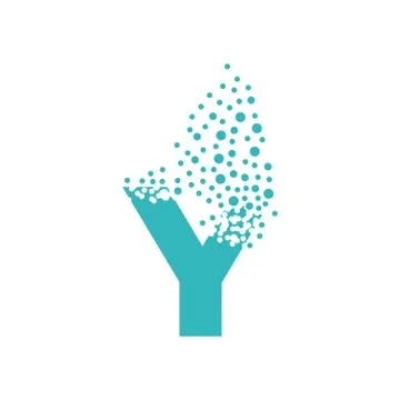 Letter Y dispersing into a cloud of bubbles Stock Illustration