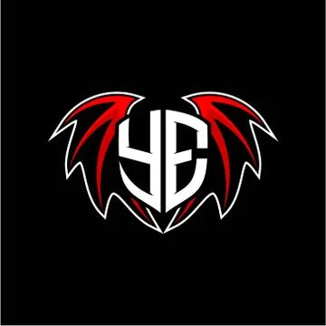 Letter Y E initial vector logo template with a minimalist dragon wing style Stock Illustration