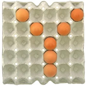 A letter Y from the eggs in paper tray Stock Photos