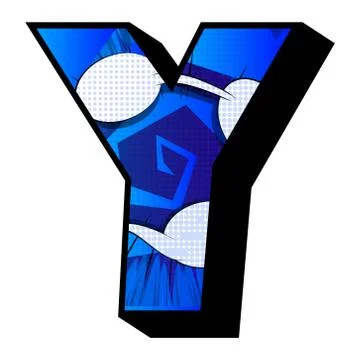 Letter Y filled with comic book explosion, background. イラスト素材
