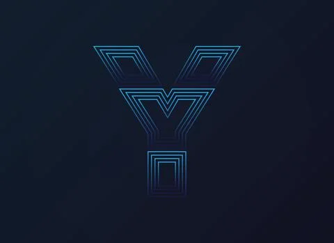 Letter Y font, digital technology design, network concept.  Vector illustrati Stock Illustration