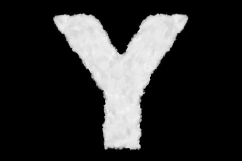 Letter Y font shape element made of cloud on black Stock Illustration