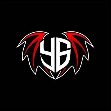 Letter Y G initial vector logo template with a minimalist dragon wing style Stock Illustration