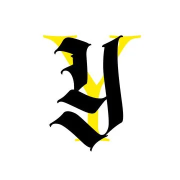 Letter Y, in the Gothic style. Vector. Alphabet. The symbol is isolated on a Stock Illustration