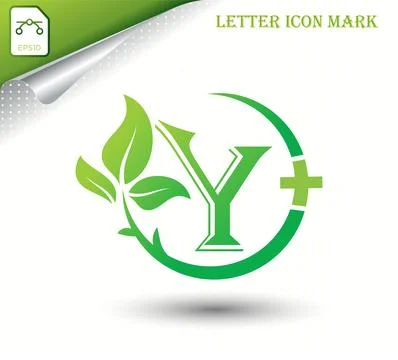Letter Y with green leaf vector template Stock Illustration