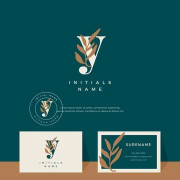 Letter Y with leaf Beauty vector logo design of initial wedding, fashion, bou Stock Illustration