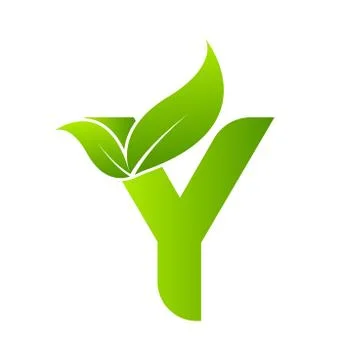 Letter y with leaf element, Ecology concept Stock Illustration