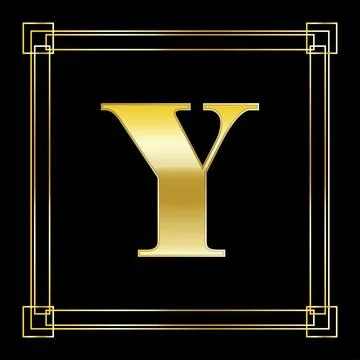 Letter Y Logo Design With Square Ornament, luxury golden design, vector イラスト素材