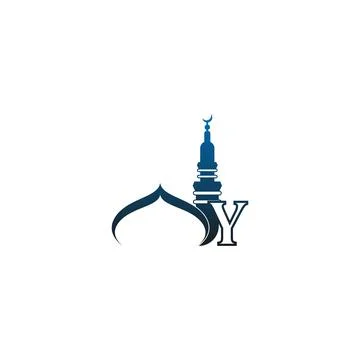 Letter Y logo icon with mosque design illustration Stock Illustration