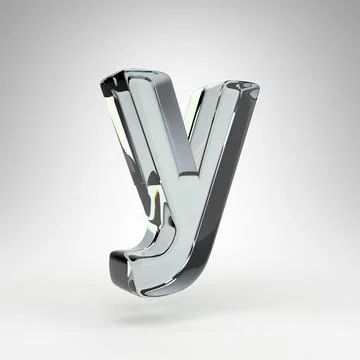 Letter Y lowercase on white background. Camera lens transparent glass 3D letter イラスト素材