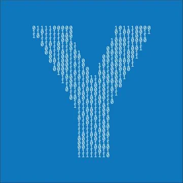 Letter Y made from binary code digits. Technology background Stock Illustration