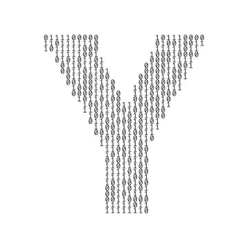 Letter Y made from binary code digits. Technology background Illustrazione stock