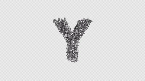 Letter Y Made of Letters with Alpha Channel. 3D Font. Alphabet Letter Animation Video stock 304993428