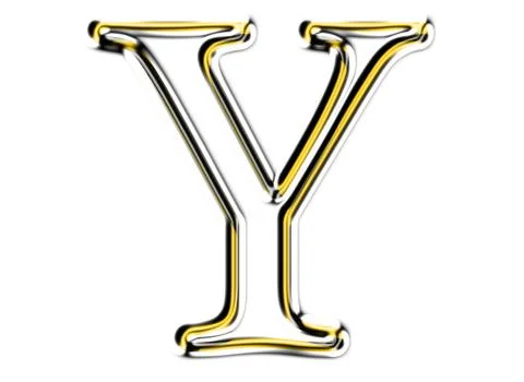 Letter y from metal solid alphabet. Stock Illustration