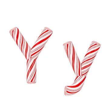 Letter Y Mint Candy Cane Alphabet Collection Striped in Red Christmas Colour  Stock Illustration
