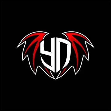 Letter Y N initial vector logo template with a minimalist dragon wing style Stock Illustration