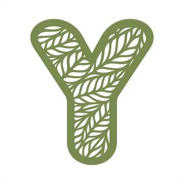 Letter Y with a pattern of leaves.  Stock Illustration