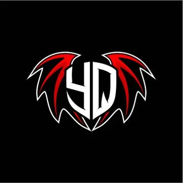 Letter Y Q initial vector logo template with a minimalist dragon wing style Stock Illustration