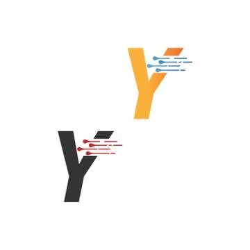Letter Y  simple  tech logo with circuit lines style icon Stock Illustration