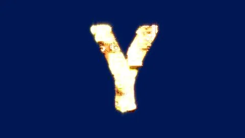 Letter Y, technological burning orange cyberpunk alphabet on chroma key screen Stockillustratie