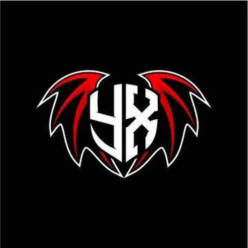 Letter Y X initial vector logo template with a minimalist dragon wing style Stock Illustration