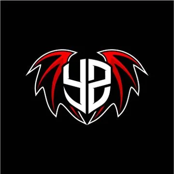 Letter Y Z initial vector logo template with a minimalist dragon wing style Stock Illustration